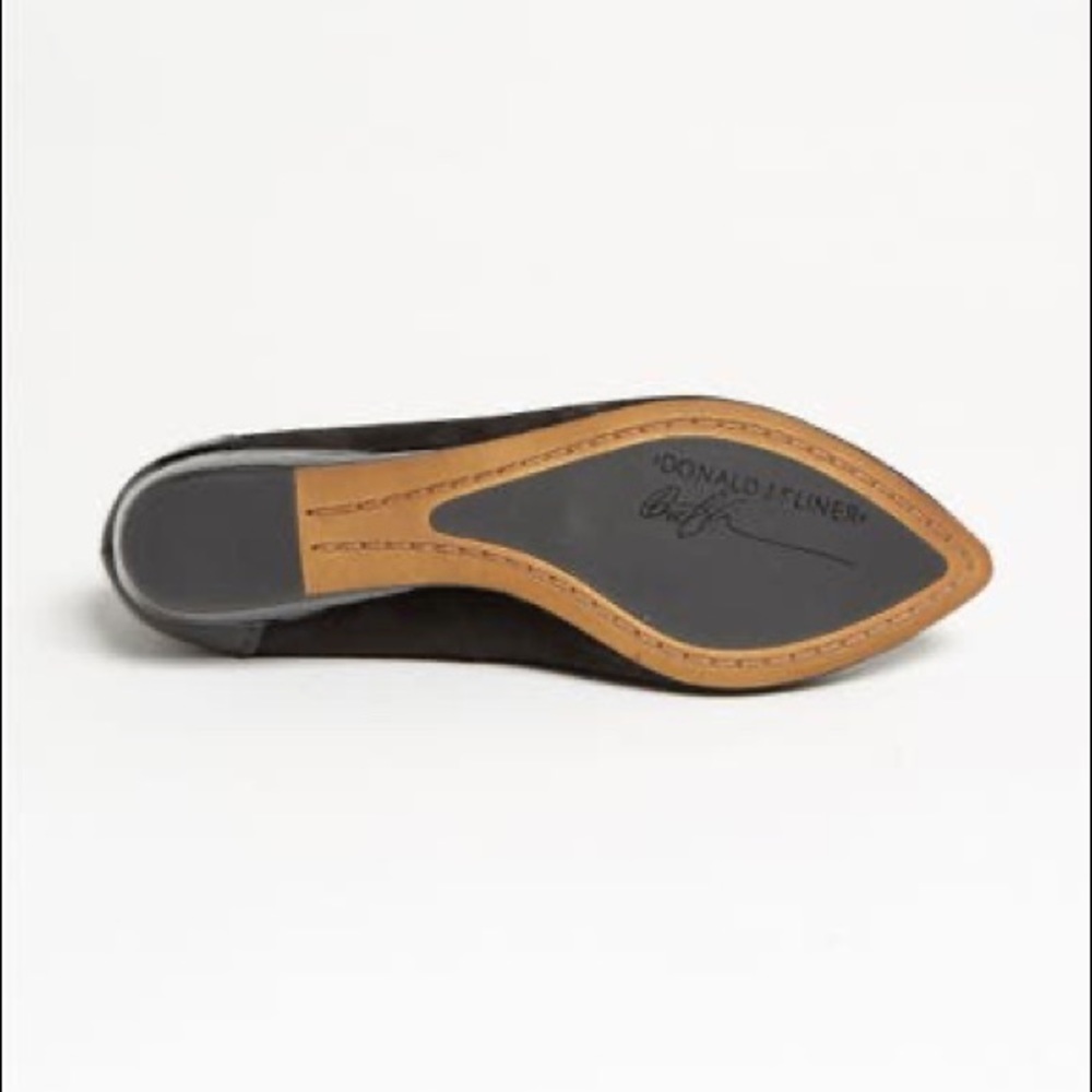 Donald J. Pliner Black Suede Wedge Flats with Gold Accent - Picture 4 of 10
